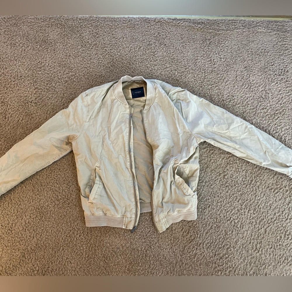Lucky Brand Khaki Jersey Lined Bomber Jacket
